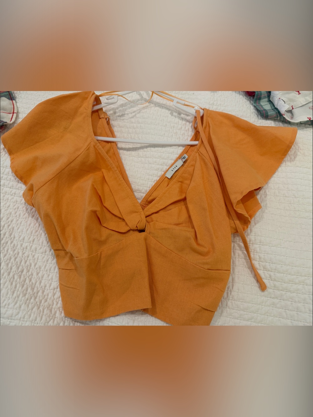 Lush size small Orange Tie-Front Crop Top